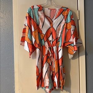 New SHEIN VCAY Multicolor Batwing Romper Medium